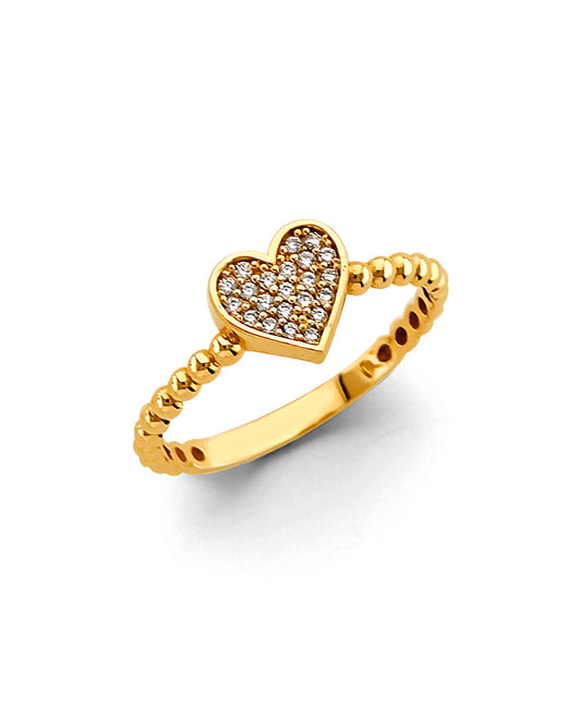 14K Yellow Gold Women’s CZ Heart Ring