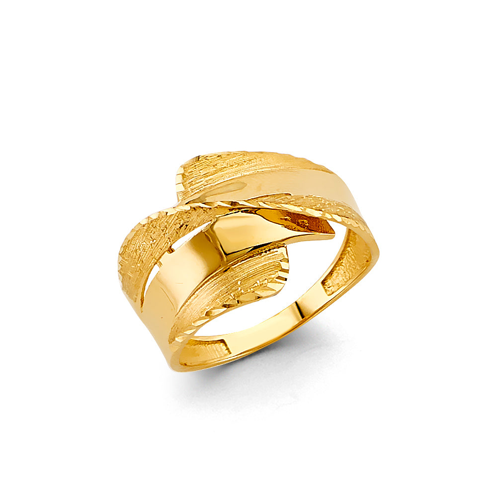 14K Yellow Gold Women’s Interwoven Textured Design Ring
