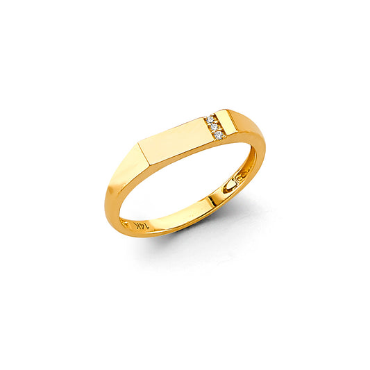 14K Yellow Gold Women’s Bar Design CZ Ring