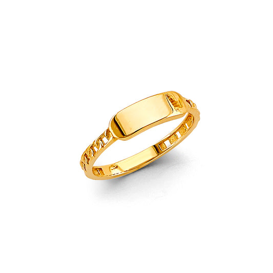 14K Yellow Gold Women’s ID Bar Chain Link Ring