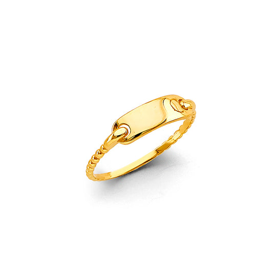 14K Yellow Gold Women’s ID Plate Beaded Band Ring