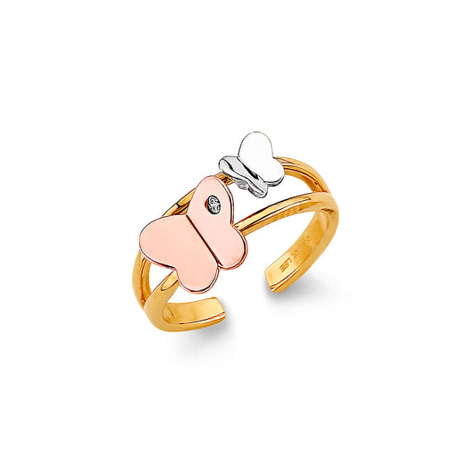 14K Tri-Color Gold Classic CZ Toe Ring