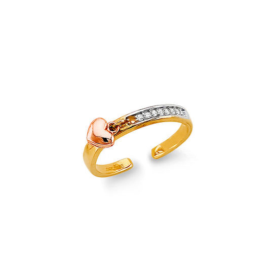 14K Tri-Color Gold Classic CZ Toe Ring