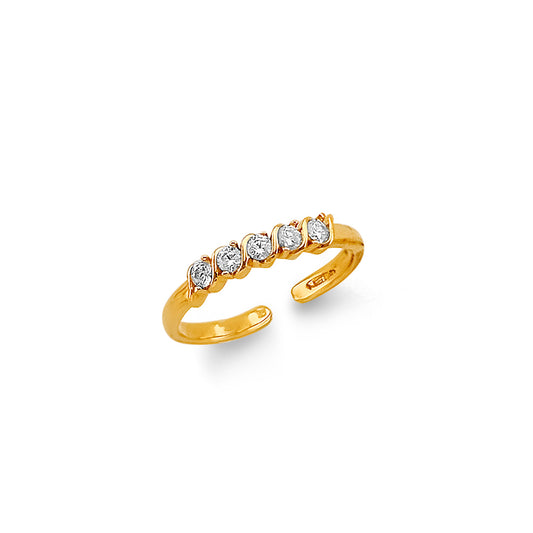 14K Yellow Gold CZ Toe Ring