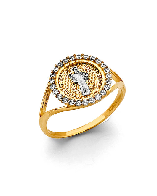 14K Two-Tone Gold Women’s San Benito CZ Halo Ring