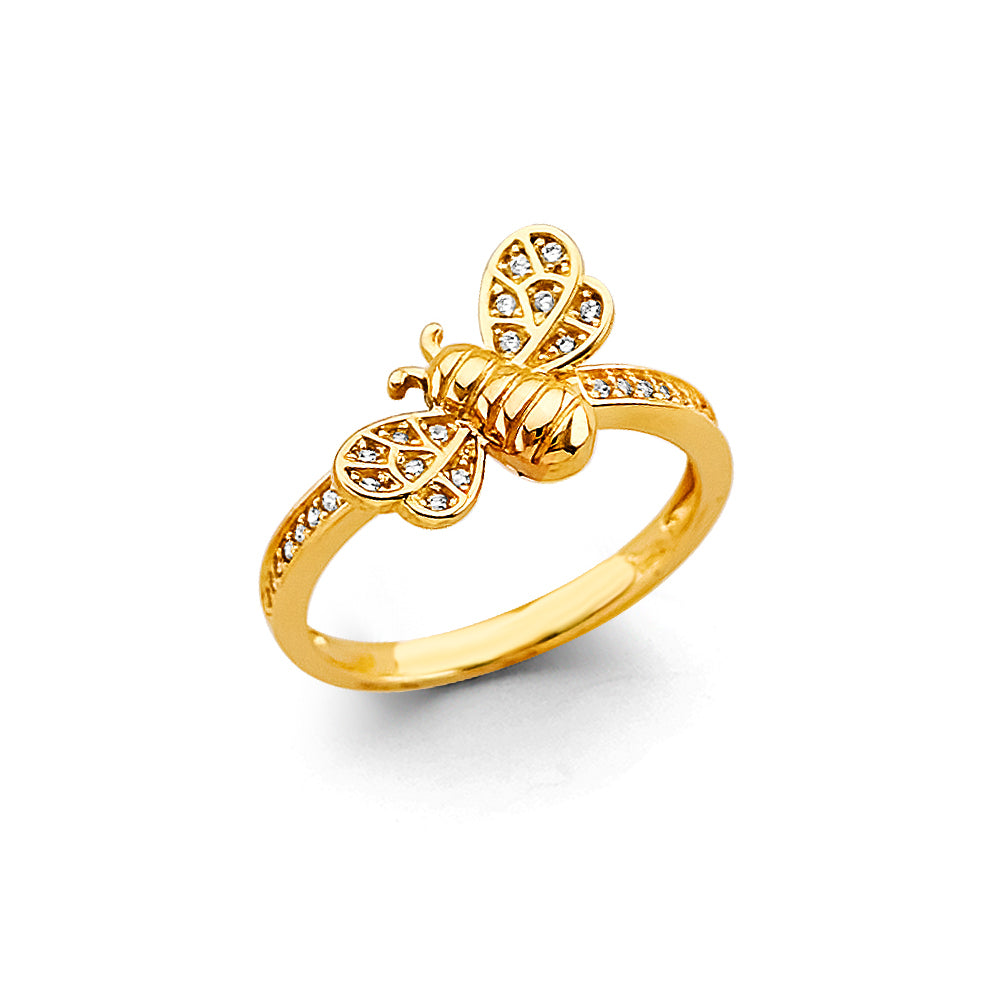 14K Yellow Gold Bee Design CZ Women’s Ring
