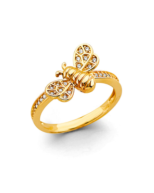 14K Yellow Gold Bee Design CZ Women’s Ring