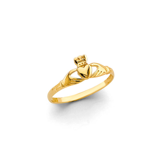 14K Yellow Gold Claddagh Heart Ring