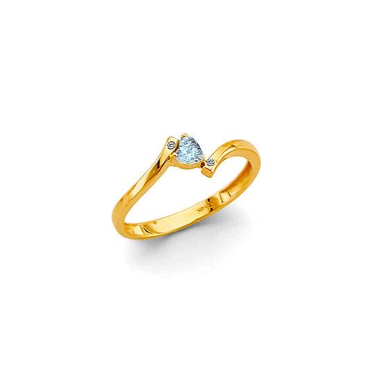 14K Yellow Gold Children's Ring  with Synthetic Blue Stone