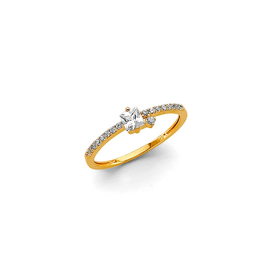 14K Yellow Gold Children's Ring  with Princess-Cut Cubic Zirconia