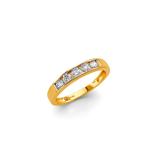 14K Yellow Gold Children's Ring  with Five Cubic Zirconia