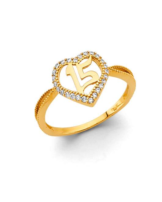 14K Gold 15 Años Quinceañera CZ Ring