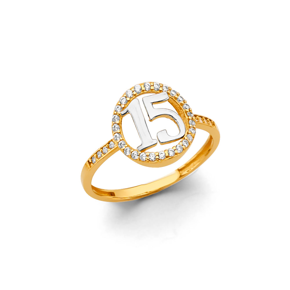 14K Gold 15 Años Quinceañera CZ Ring