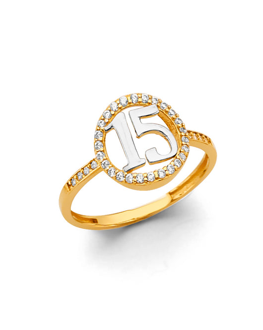14K Gold 15 Años Quinceañera CZ Ring