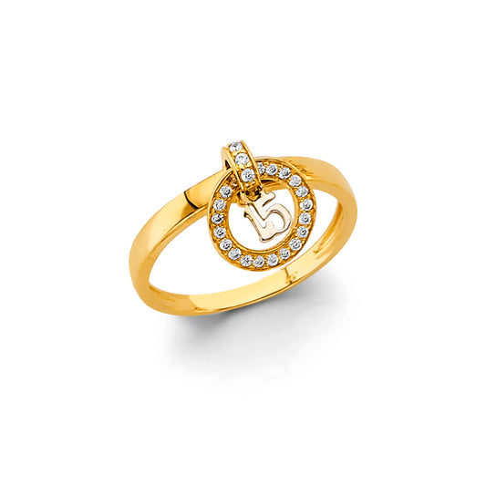 14K Gold 15 Años Quinceañera CZ Ring