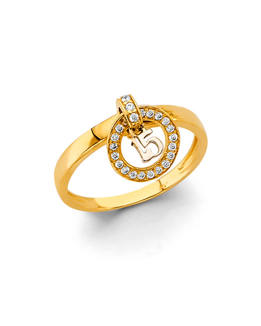 14K Gold 15 Años Quinceañera CZ Ring