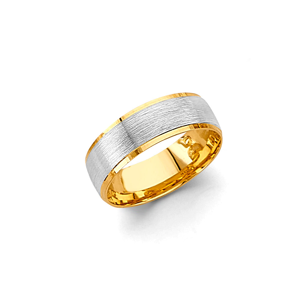14K Two-Tone Gold Brushed Center 6mm Women's  Wedding Band