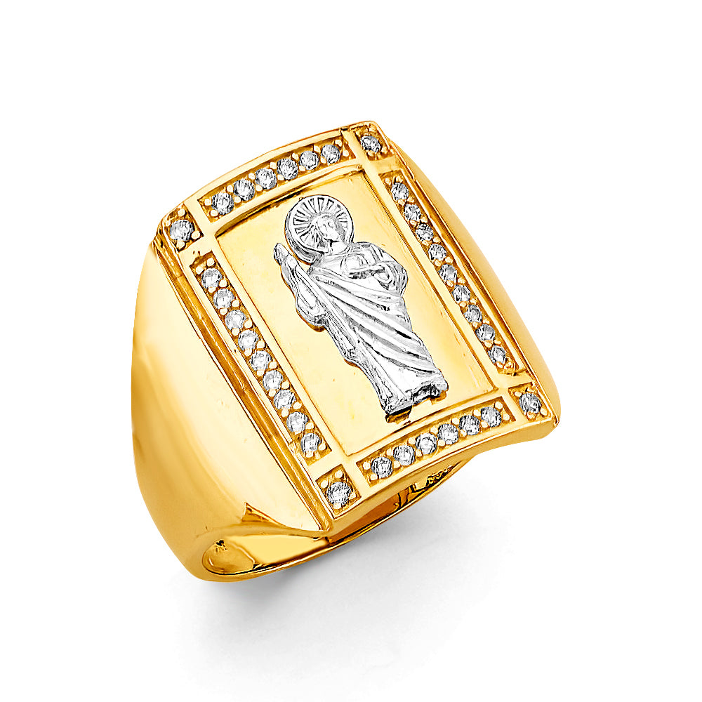14K Two-Tone Gold St. Jude Design Men’s Ring with CZ