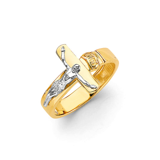 14K Two-Tone Gold Men’s or Women's Crucifix Design Ring