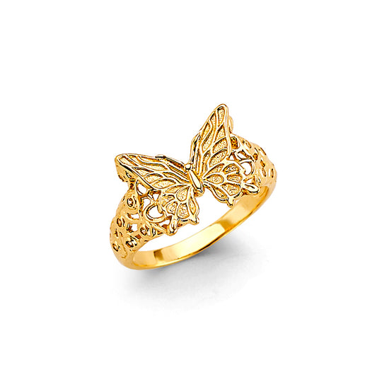 14K Yellow Gold Butterfly Filigree Women’s Ring