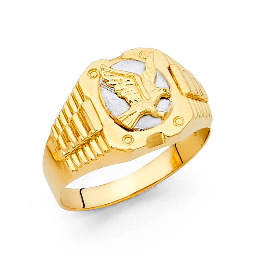 14K Two-Tone Gold Men’s Eagle Medallion Design Ring