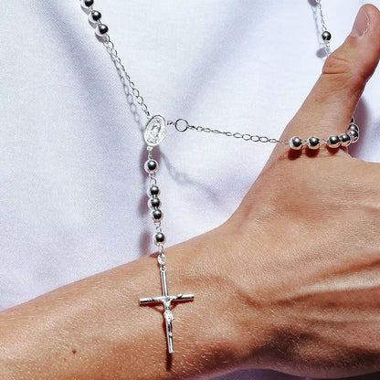 925 Sterling Silver High Polished Rosary 6mm
