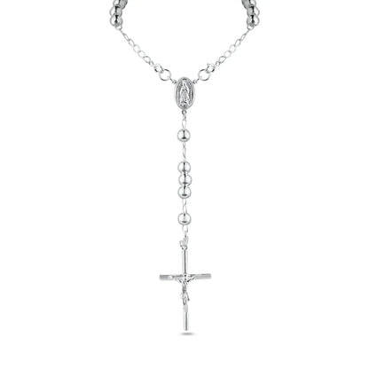 925 Sterling Silver High Polished Rosary 6mm
