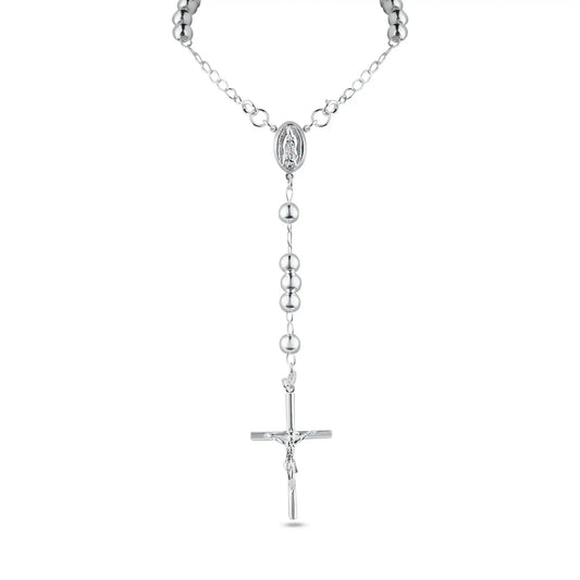 925 Sterling Silver High Polished Rosary 6mm