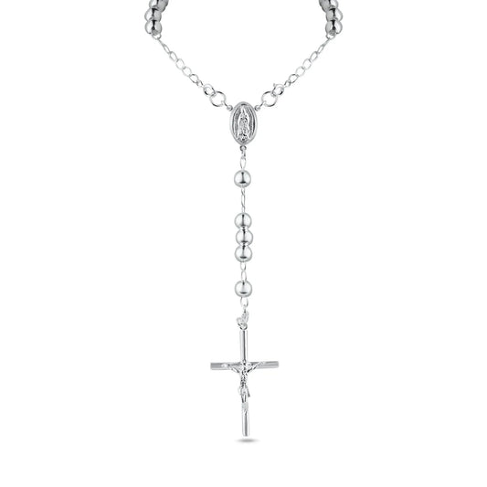 925 Sterling Silver High Polished Rosary 4mm