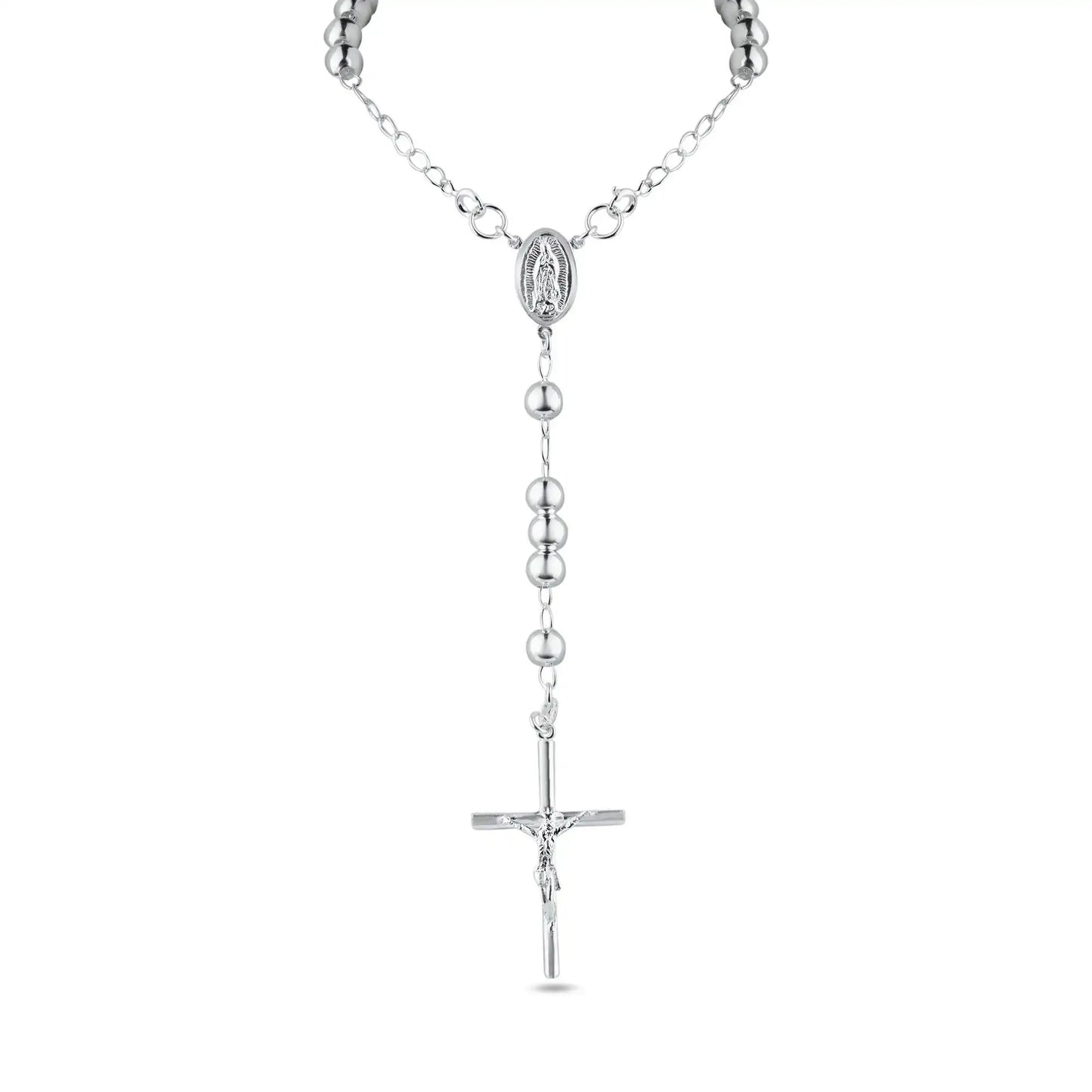 925 Sterling Silver High Polished Rosary 5mm