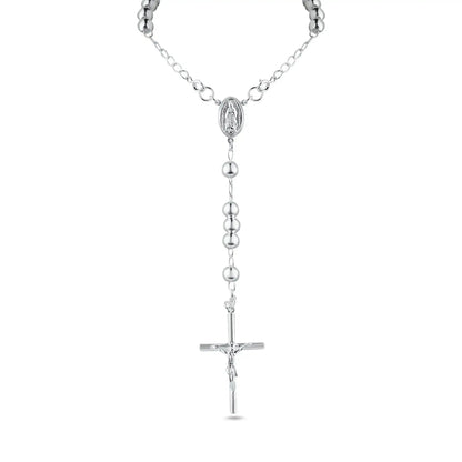 925 Sterling Silver High Polished Rosary 5mm
