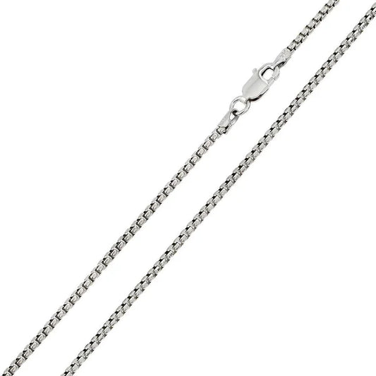 925 Sterling Silver Rhodium Plated Round Box 050 Chain or Bracelet 2.6mm