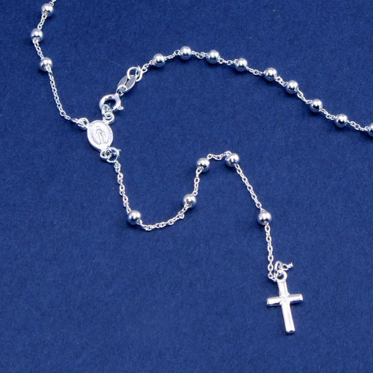 925 Sterling Silver High Polished Rosary 3mm