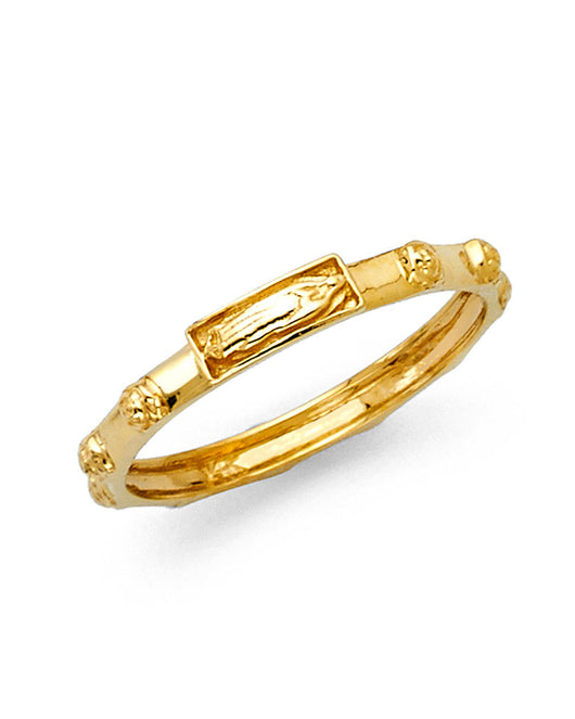 14K Yellow Gold Virgin Mary Religious Ring