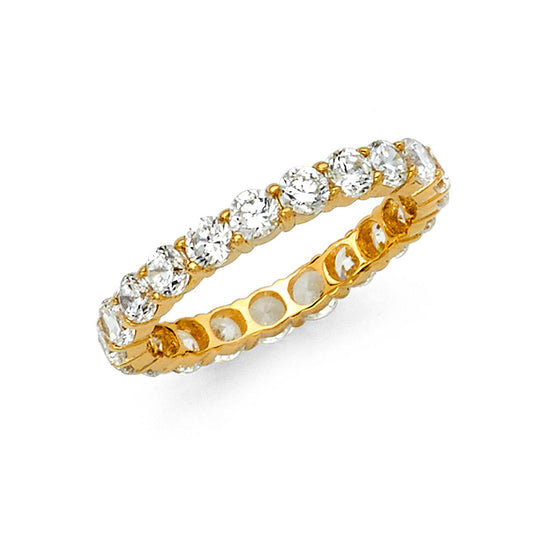 14K Yellow Gold CZ Eternity Wedding Band