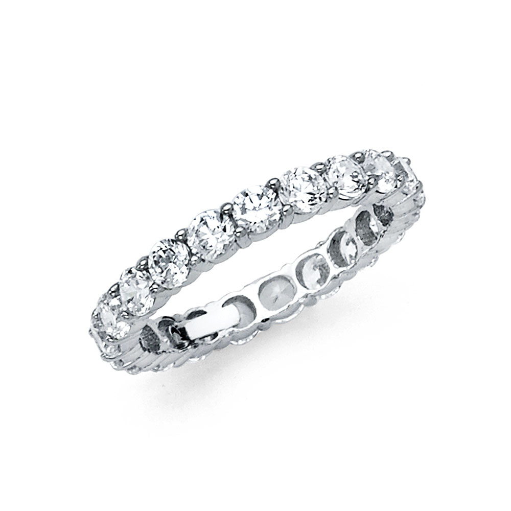 14K White Gold CZ Eternity Wedding Band