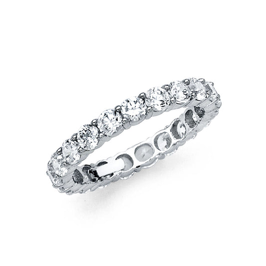 14K White Gold CZ Eternity Wedding Band