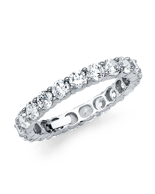 14K White Gold CZ Eternity Wedding Band