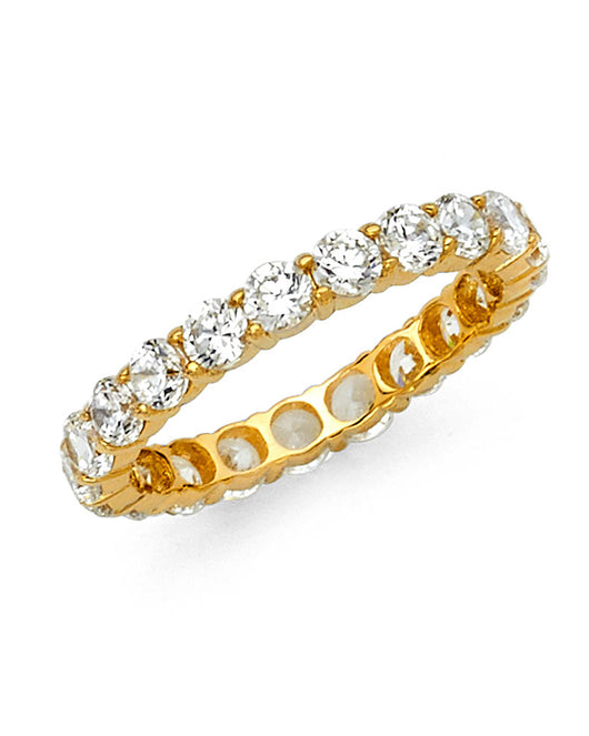 14K Yellow Gold CZ Eternity Wedding Band