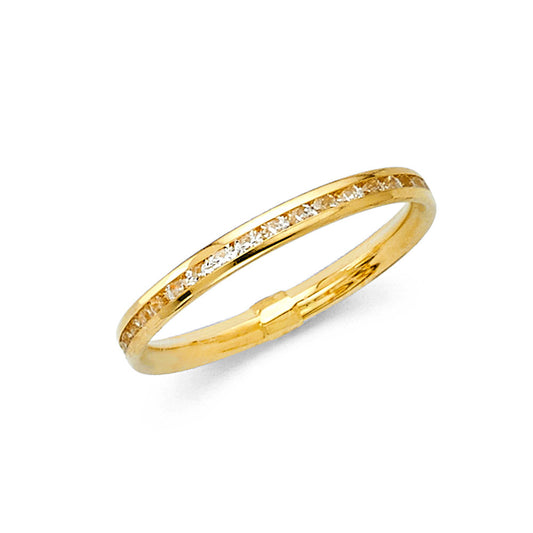14K Yellow Gold Channel Set CZ Wedding Band