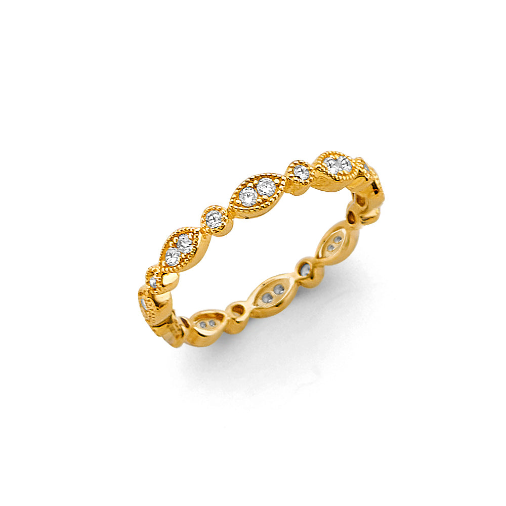 14K Yellow Gold Marquise Link CZ Stackable Ring