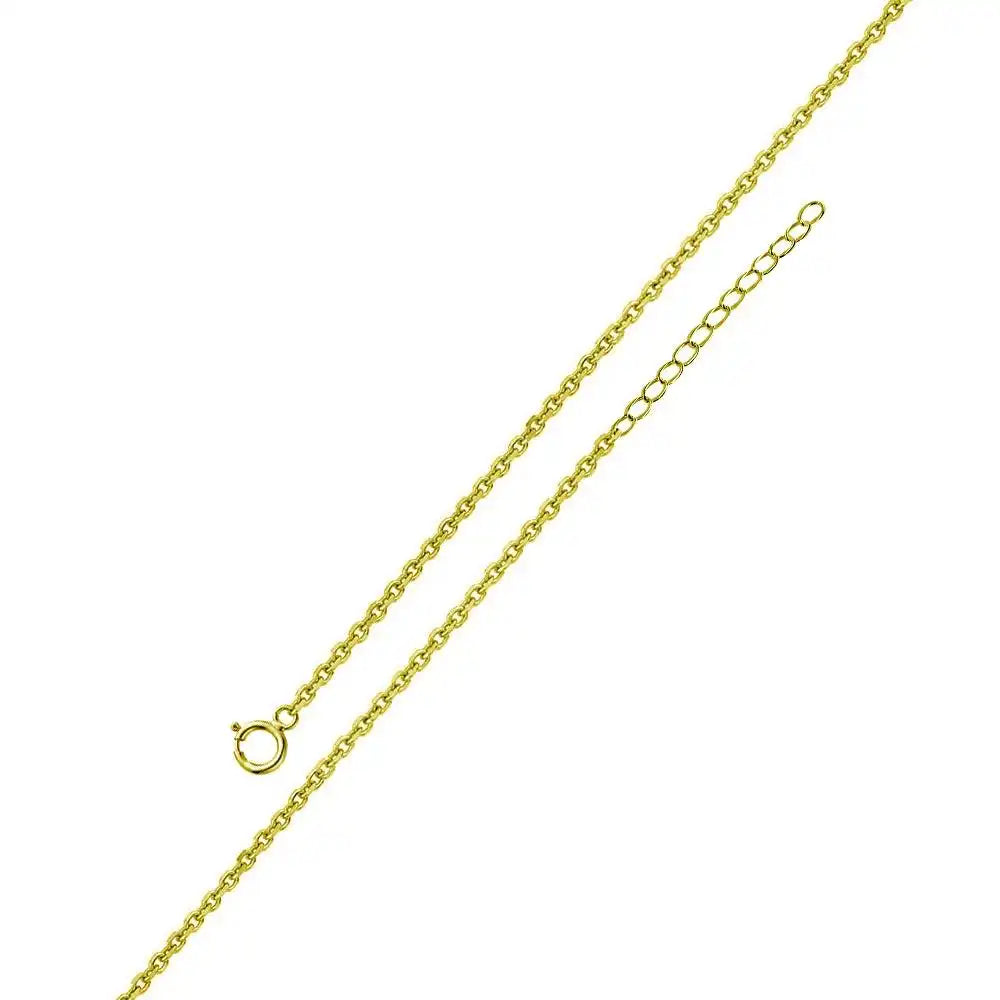 925 Sterling Silver Gold Plated Adjustable Extension Chain 1.2mm