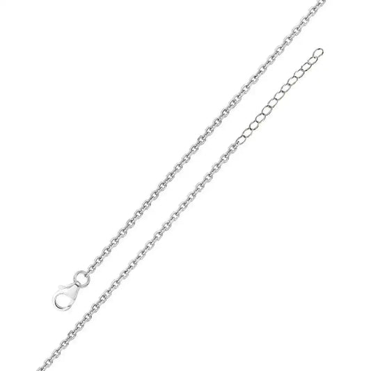 925 Sterling Silver Rhodium Plated Adjustable Extension Chain 1.6mm