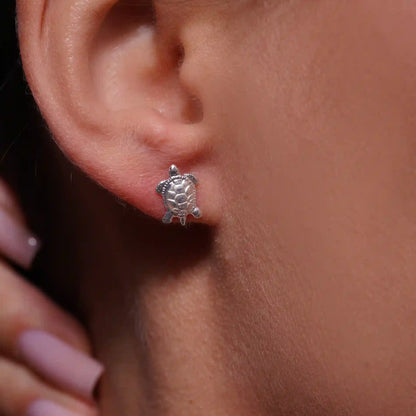 925 Sterling Silver High Polished Large Turtle Earrings