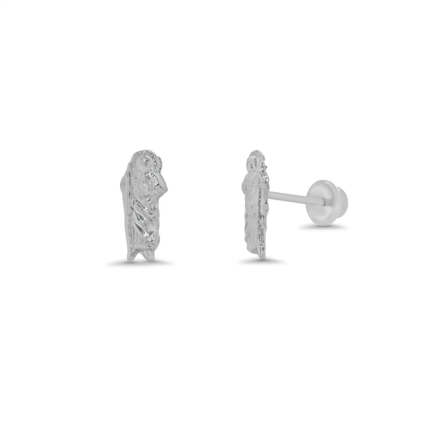 925 Sterling Silver High Polished Small Saint Jude Earrings