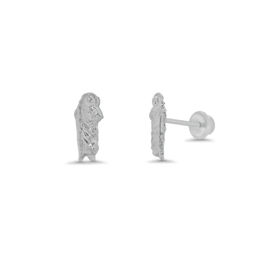 925 Sterling Silver High Polished Small Saint Jude Earrings
