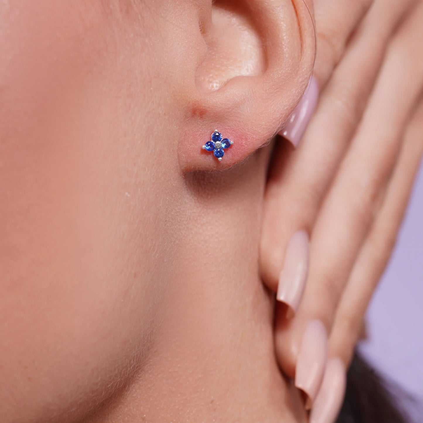 925 Sterling Silver High Polished CZ Clover Flower Earrings