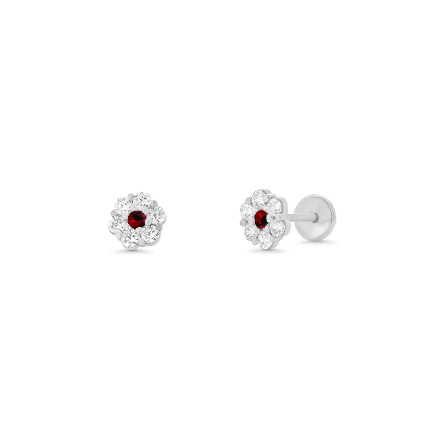 925 Sterling Silver  High Polished CZ Mini Rosette Earring