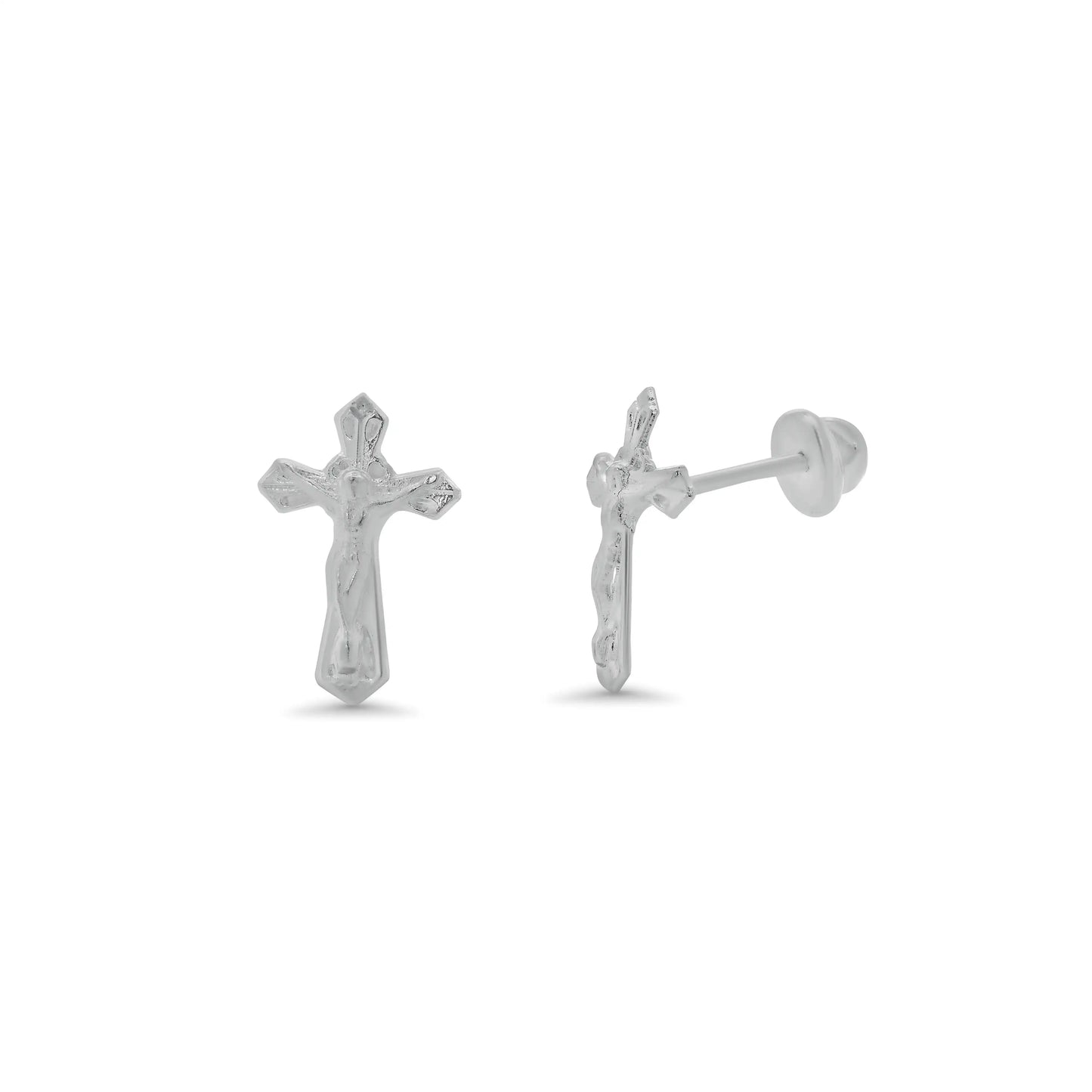 925 Sterling Silver  High Polished Crucifix Earrings