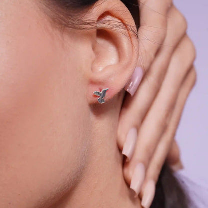 925 Sterling Silver  High Polished Hummingbird Earrings